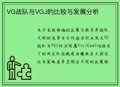 VG战队与VGJ的比较与发展分析